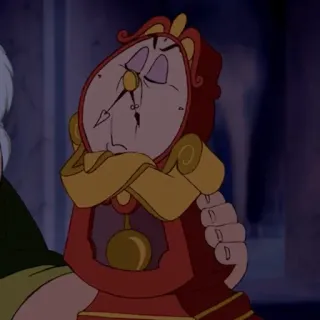 🥀 Cogsworth Beauty and the Beast Cogsworth, Disney, Beauty and the Beast, Clock, Cartoon, Animated telegram sticker
