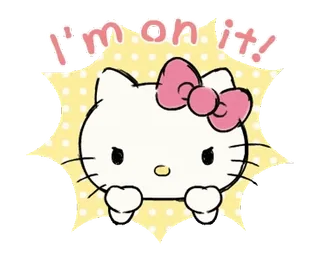 ⭐ Hello Kitty I'm on it! hello kitty, sanrio, cartone animato, carino, kawaii, fiocco, gatto, rosa telegram sticker