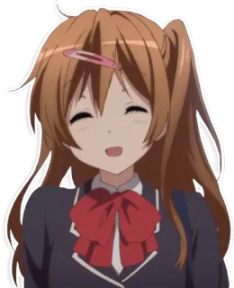 😄 Anime, Ragazza, Sorriso, Uniforme scolastica, Felice, Cartone animato, Personaggio telegram sticker