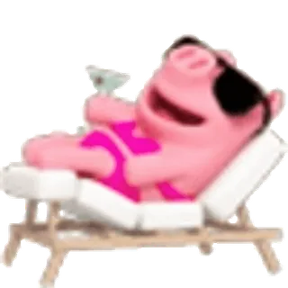 🏖 돼지, 해변, 태양, 휴가, 휴식 whatsapp sticker