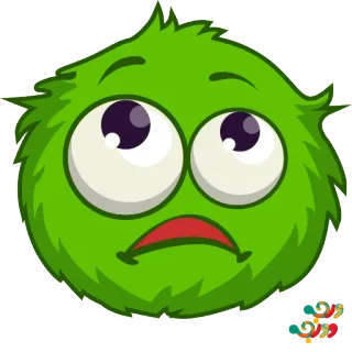 🙄 verde, peludo, criatura, dibujos animados, ojos whatsapp sticker