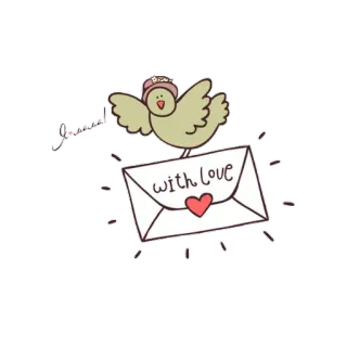 💌 With Love pájaro, amor, carta, sobre, corazón, lindo, saludo whatsapp sticker
