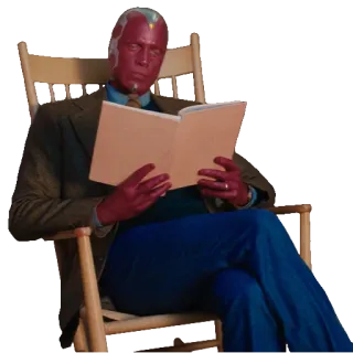 📕 Vision WandaVision Marvel, Personnage, Lecture, Fauteuil à bascule telegram sticker