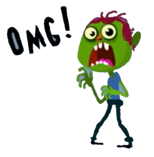 😱 OMG! zombie, cartoon, monster, omg, groen telegram sticker