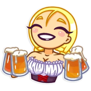 🍻 beer, drink, woman, cartoon, alcohol, celebration, oktoberfest telegram sticker