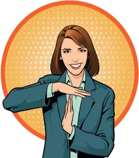 ☝️ pause, femme, affaires, geste, pop art telegram sticker