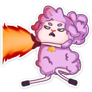 🔥 mouton, dessin animé, mignon, feu, animal, laine, duveteux, cloche telegram sticker