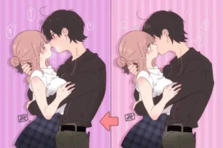 💋 kissing, anime, romance, couple, cartoon telegram sticker