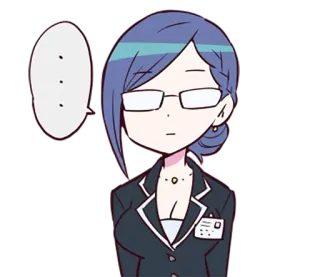 😐 woman, business, office, glasses, anime, cartoon whatsapp sticker