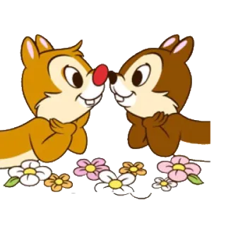 ☺️ Chip and Dale chip, dale, chip y dale, disney, flores, dibujos animados, ardillas, animales telegram sticker