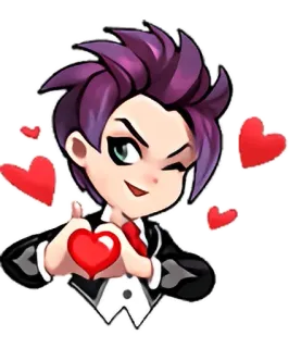 ❤️ cartoon, love, heart, purple hair, wink telegram sticker