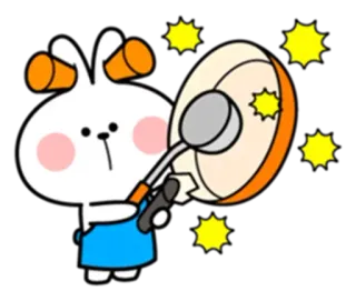 🍽 Hase, Cartoon, Kochen, Pfanne, Süß, Sticker whatsapp sticker