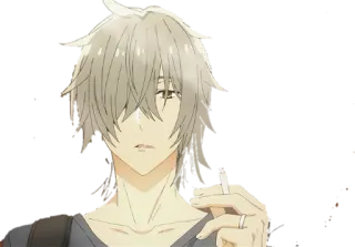 🚬 Anime, Sigaretta, Fumo, Uomo, Capelli Grigi telegram sticker