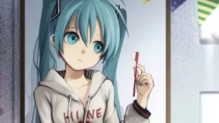 🤥 Hatsune Miku HINE 애니메이션, 소녀, 만화, 보컬로이드, 칫솔, 귀여운 whatsapp sticker