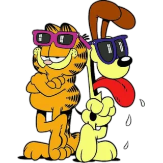 😎 Garfield gato, cachorro, desenho animado, óculos de sol, Garfield, Odie telegram sticker