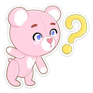 ❓ urso, desenho animado, ponto de interrogação, fofo, animal, adesivo telegram sticker