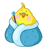 🤒 cute, bird, cartoon, king, crown, yellow telegram sticker