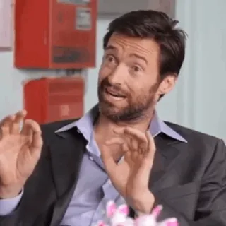 🐺 Hugh Jackman actor, man, gesture, suit, Hugh Jackman whatsapp sticker