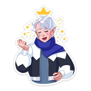 👑 การ์ตูน, เอลฟ์, เวทมนตร์, มงกุฎ, ตัวละคร, ประกาย whatsapp sticker