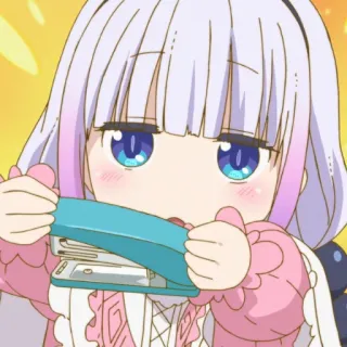 🥧 Kanna Kamui Miss Kobayashi's Dragon Maid Anime, Naga, Kanna, Chibi, Stapler whatsapp sticker