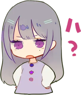 😠 ハ? fille anime, question, confus, kawaii, japonais, chibi, mignon telegram sticker