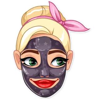 🌚 женщина, маска для лица, красота, уход за кожей, девушка, мультфильм telegram sticker