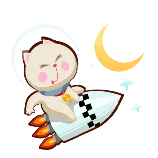 🤘 cat, rocket, space, astronaut, cartoon telegram sticker