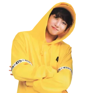😊 4TH= person, gelb, hoodie, mode, kleidung, koreanisch, idol telegram sticker