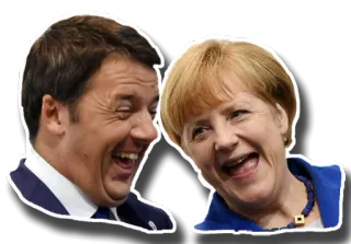 👫 política, políticos, líderes, Matteo Renzi, Angela Merkel whatsapp sticker