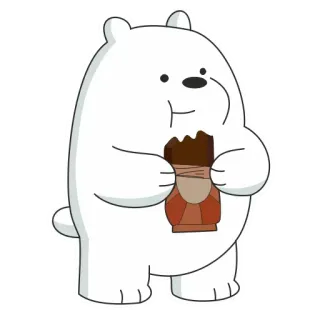 🍫 Ice Bear We Bare Bears urso polar, we bare bears, desenho animado, urso, chocolate, lanche telegram sticker