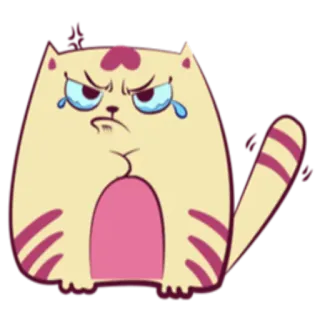 😤 gato, enojado, triste, llorando, dibujo animado, pegatina, lindo telegram sticker