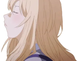 🙂 anime, ragazza, capelli biondi, triste, ritratto telegram sticker