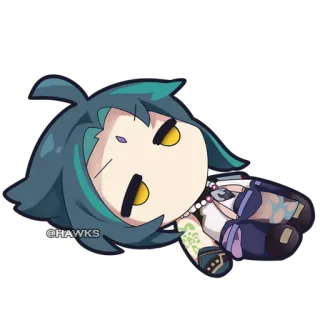 😶 @HAWKS anime, chibi, genshin impact, xiao telegram sticker