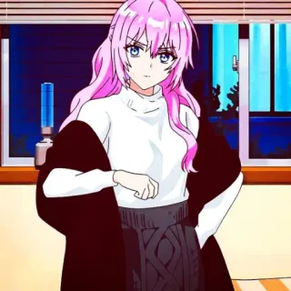 📎 Anime, Rosa Haare, Anime Mädchen, Charakter, Cartoon, Weiblich, Frau telegram sticker