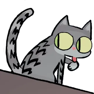 🐱 cat, animal, cartoon, gray, tongue telegram sticker