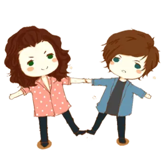 👬 cartoon, chibi, cute, friends, couple telegram sticker