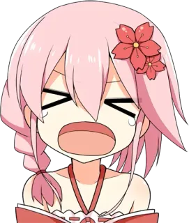 😭 anime, chorando, triste, garota, cabelo rosa, lágrimas, kawaii whatsapp sticker
