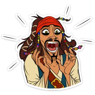 🤩 Jack Sparrow Pirates of the Caribbean pirate, captain, cartoon, funny, expression, horror, fear telegram sticker