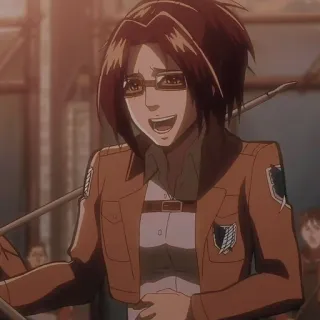 🌻 Hange Zoë Attack on Titan Anime, Personnage, Hange, L'Attaque des Titans, Souriant whatsapp sticker