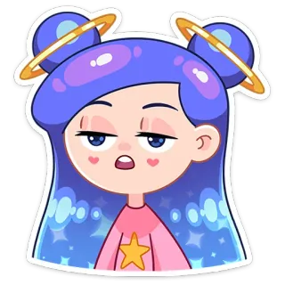 😮 perempuan, kartun, stiker, karakter, ilustrasi, luar angkasa, rambut telegram sticker