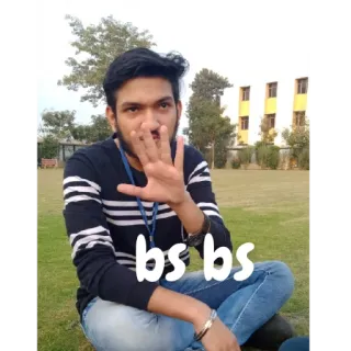 🤚 bs bs bs orang, duduk, rumput, luar ruangan, kasual, remaja whatsapp sticker