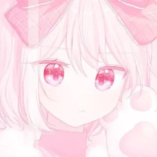 🍓 Anime, Ragazza, Rosa, Fiocco, Kawaii, Carina, Arte digitale whatsapp sticker