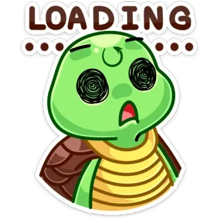 😐 LOADING turtle, loading, waiting, emoji, cartoon whatsapp sticker