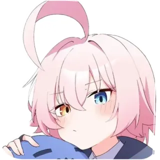 😒 アニメ, 漫画, 女の子, ピンク髪, 可愛い, 虹彩異色症 telegram sticker