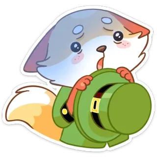 😬 лиса, мультик, животное, шляпа, зеленый whatsapp sticker