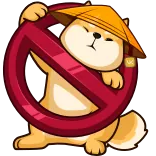 🚫 Hund, Verboten, Symbol, Asiatisch, Hut, Cartoon telegram sticker