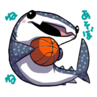 🏀 tiburón, baloncesto, deportes, dibujos animados, animal telegram sticker