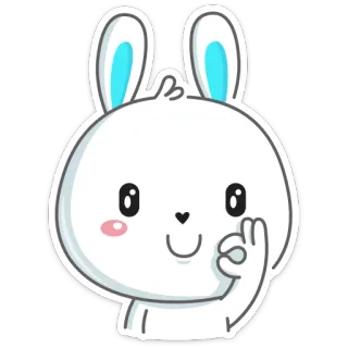 👌 conejo, lindo, pegatina, animal, conejo, blanco, dibujos animados telegram sticker