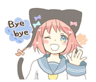 👋 Bye bye anime, cat, girl, cute, waving whatsapp sticker