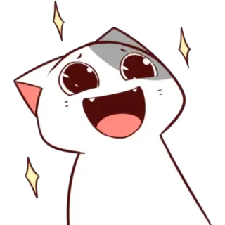 🤩 mèo, vui vẻ, lấp lánh, dễ thương, hoạt hình, động vật, thú cưng telegram sticker